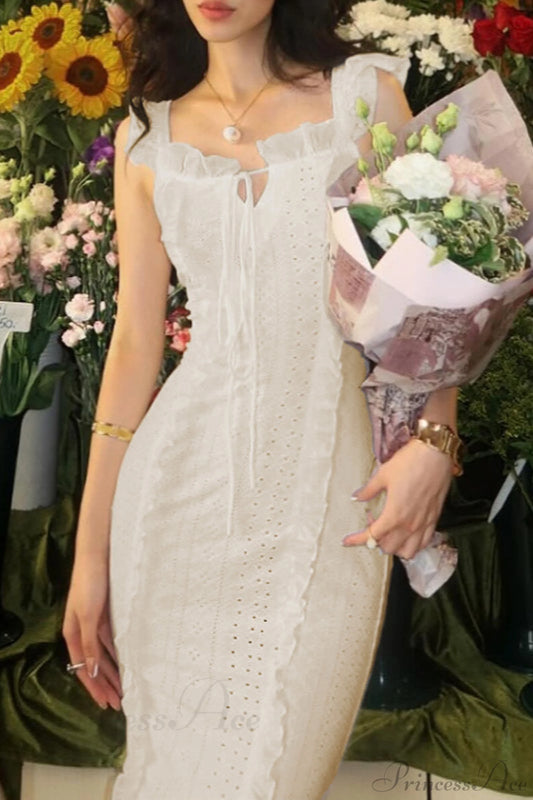 Vintage Lace Off-Shoulder Strap Party Dress