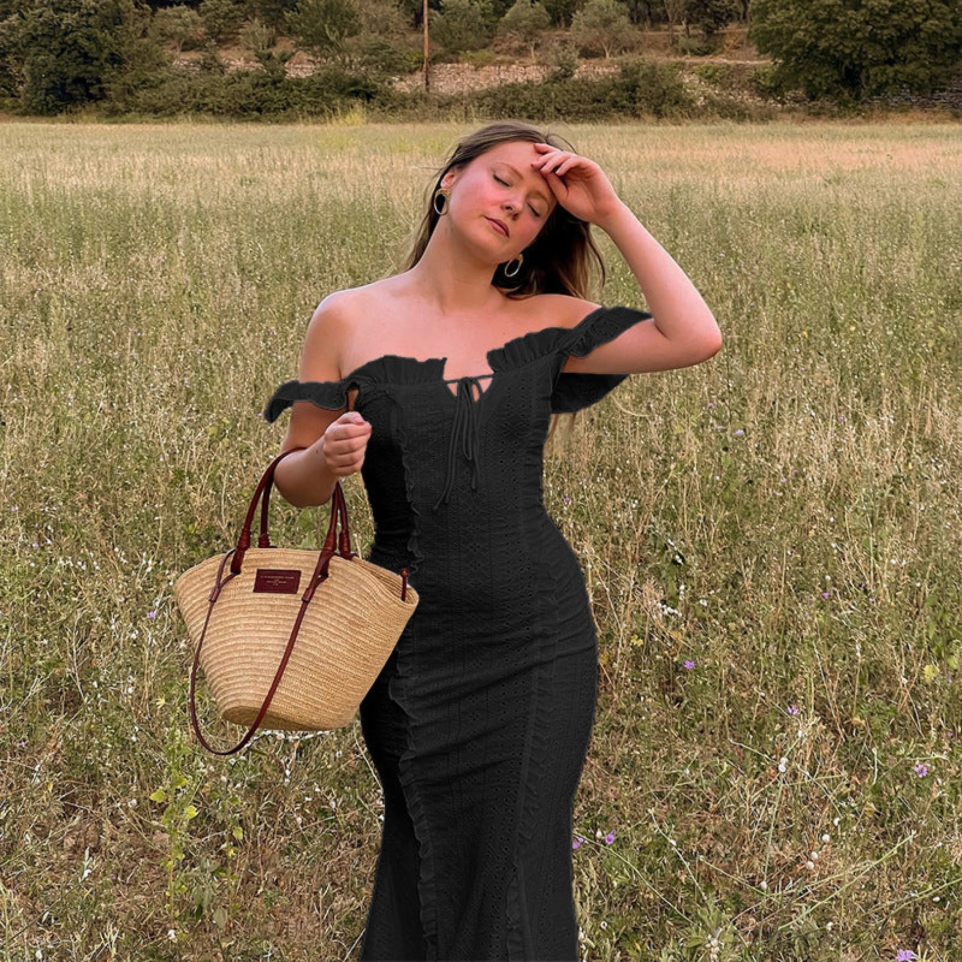 Vintage Lace Off-Shoulder Strap Party Dress