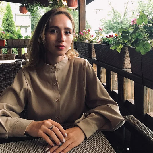 Vintage Lantern Sleeve Loose Stand Collar Blouse Khaki / S blouse-250126