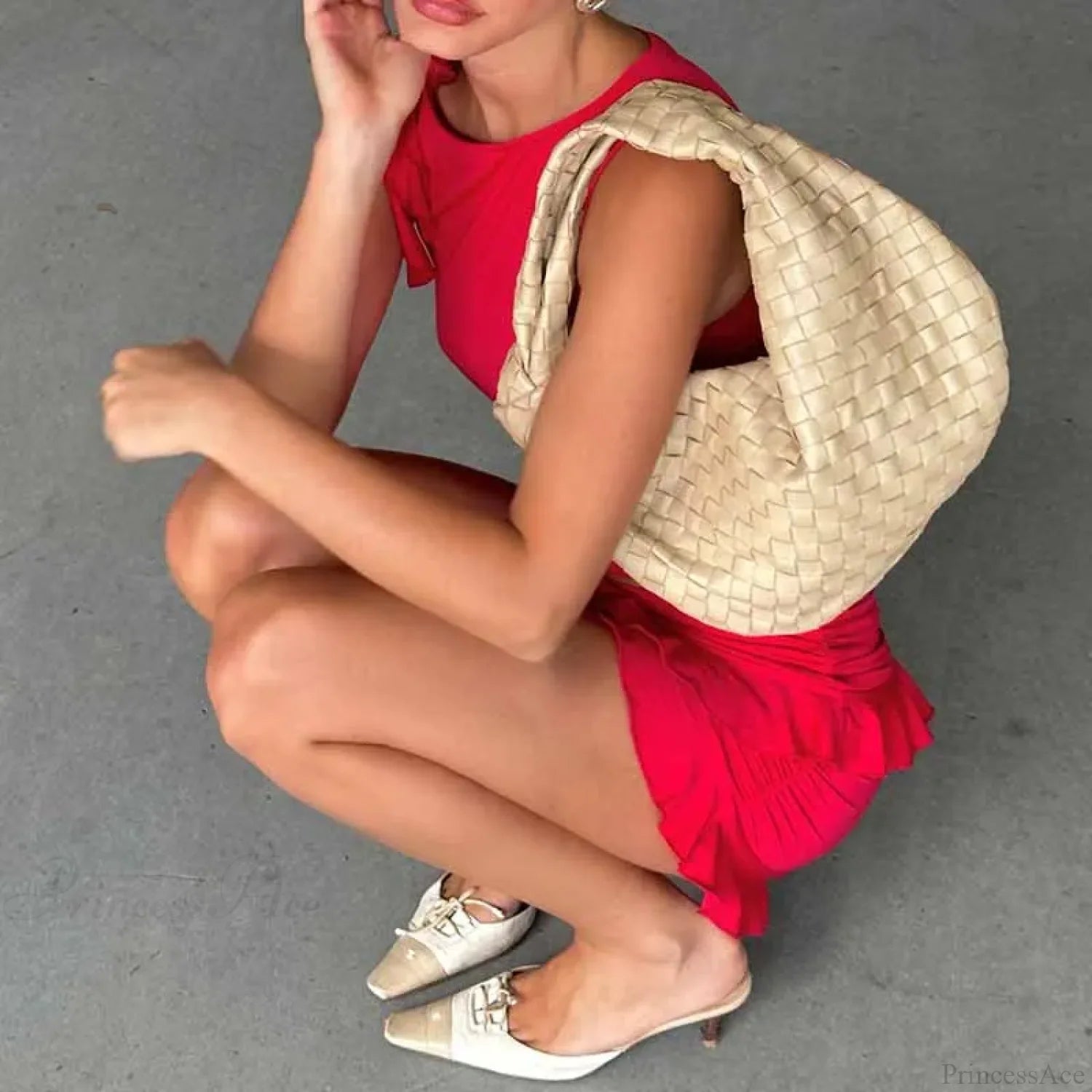 Vintage Lettuce Edge Tie Up Crop Top + Ruched Tiered Ruffles Mini Skirt Coquette 2 Piece Set Women Club Party