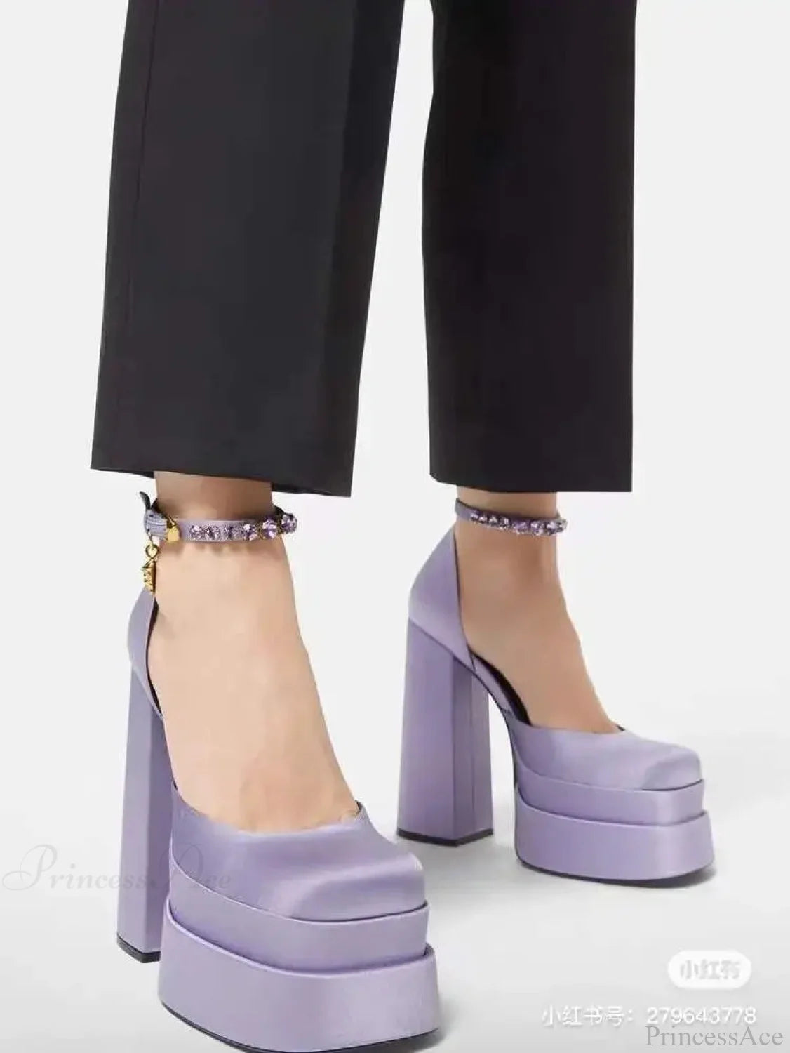 Vintage Mary Jane Chunky Gothic Tall Heel PURPLE / 35