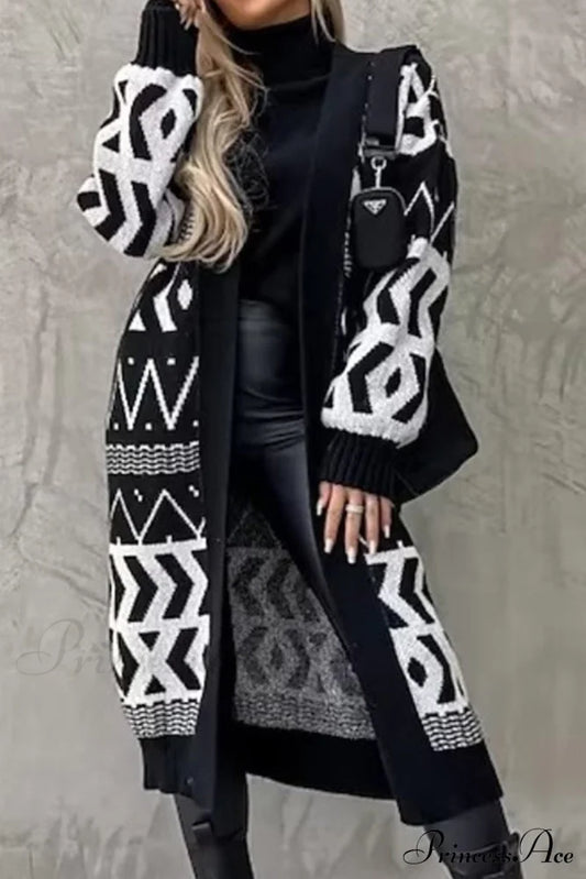 Vintage Patchwork Long Cardigan Black / S Cardigans