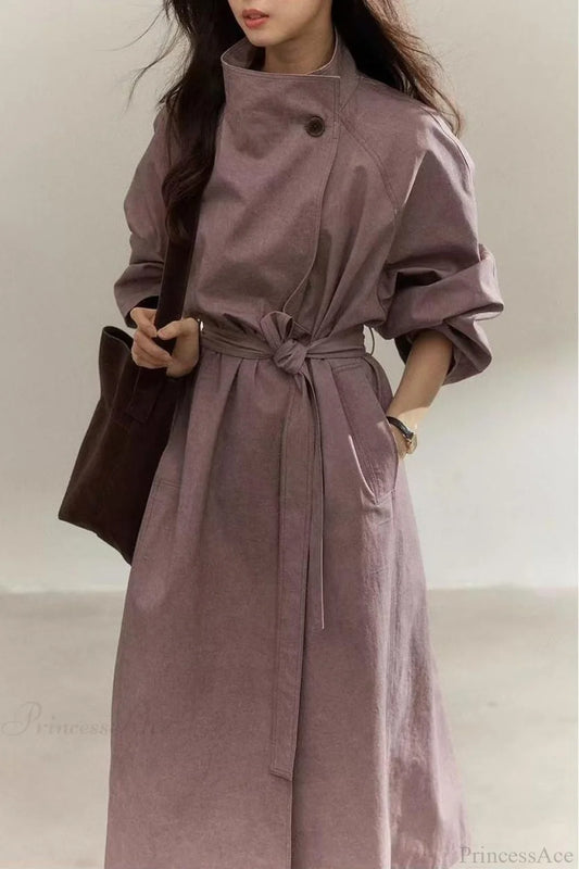 Vintage Purple Distressed Minimalist Overcoat Purple / S