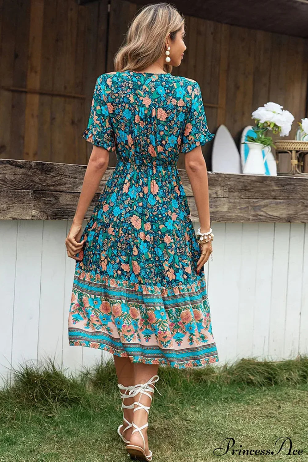 Vintage Round Neck A-Line Boho Dress