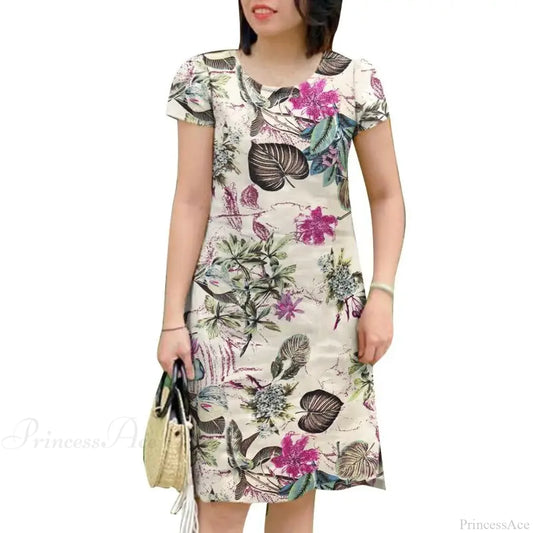 Vintage Short Sleeve Floral Holiday Floral Dress Red / S oldfloraldress-250126