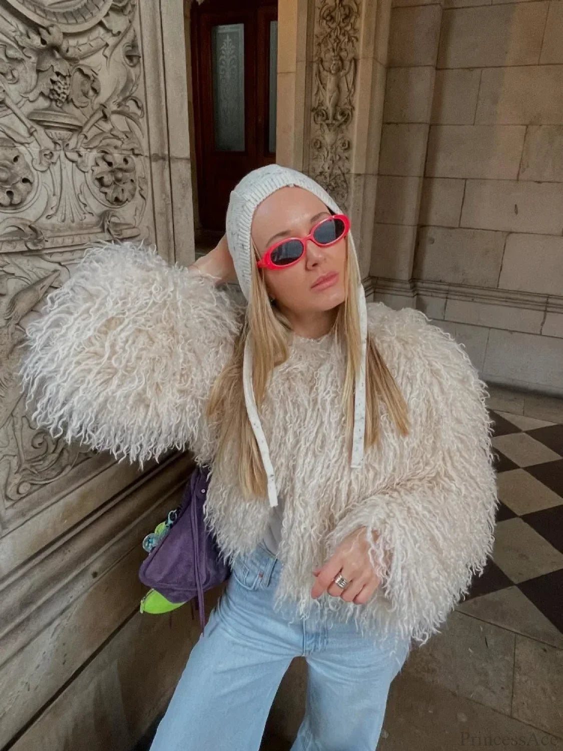 Vintage Solid Plush Fluffy Short Coat