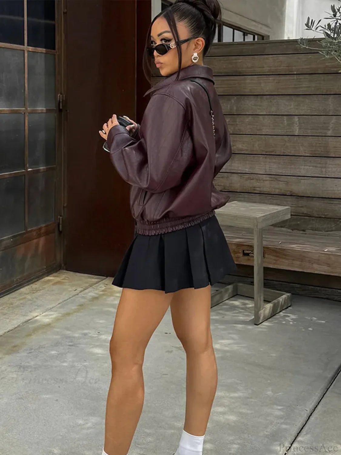 Vintage Solid PU Leather Coat