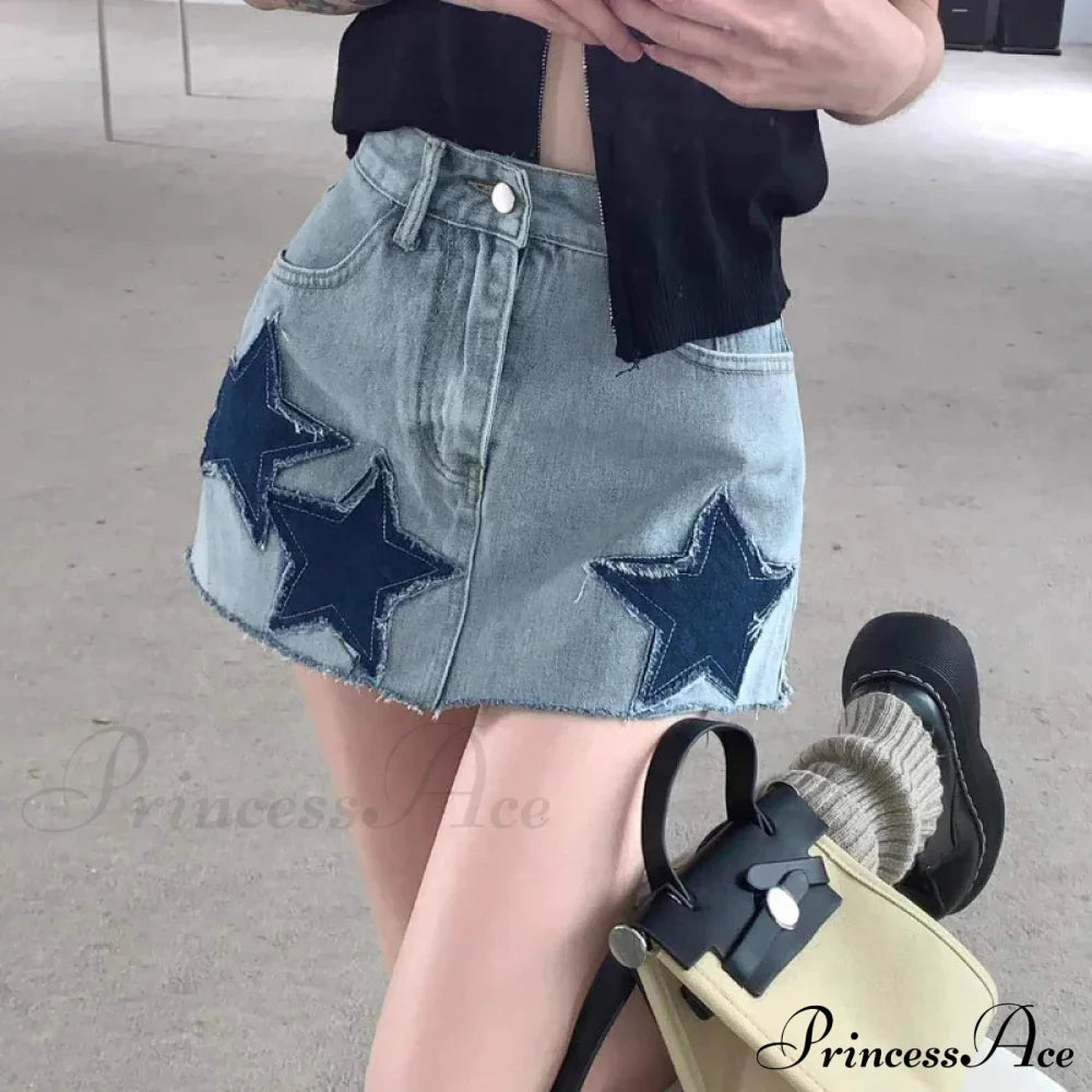 Vintage Stars Retro Y2K Harajuku A-Line Korean Skirt