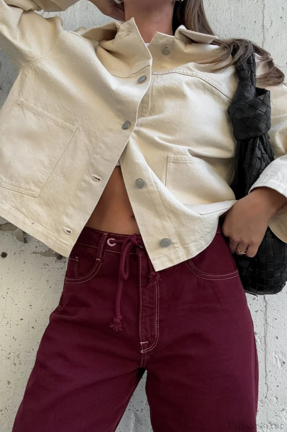 Vintage Twill Denim Solid Loose Lapel Jacket