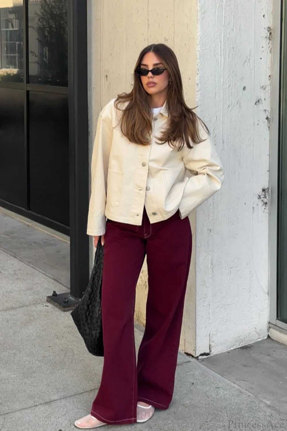 Vintage Twill Denim Solid Loose Lapel Jacket