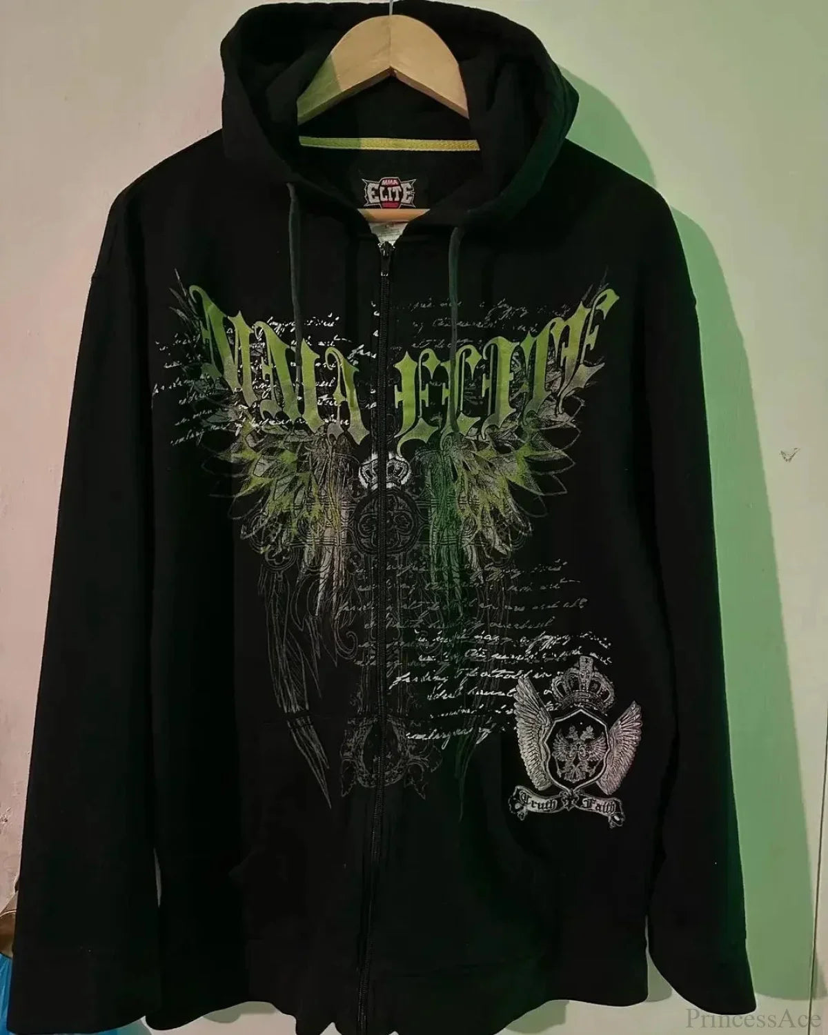 Vintage Y2K Gothic Printed Zipper Hoodie black1 / S