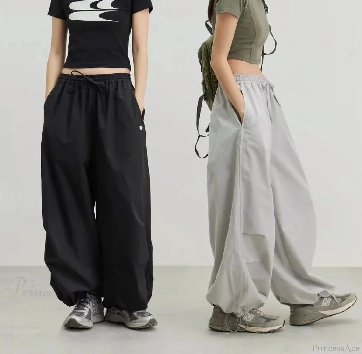 Vintage Y2K Harajuku Parachute Pants Black / M