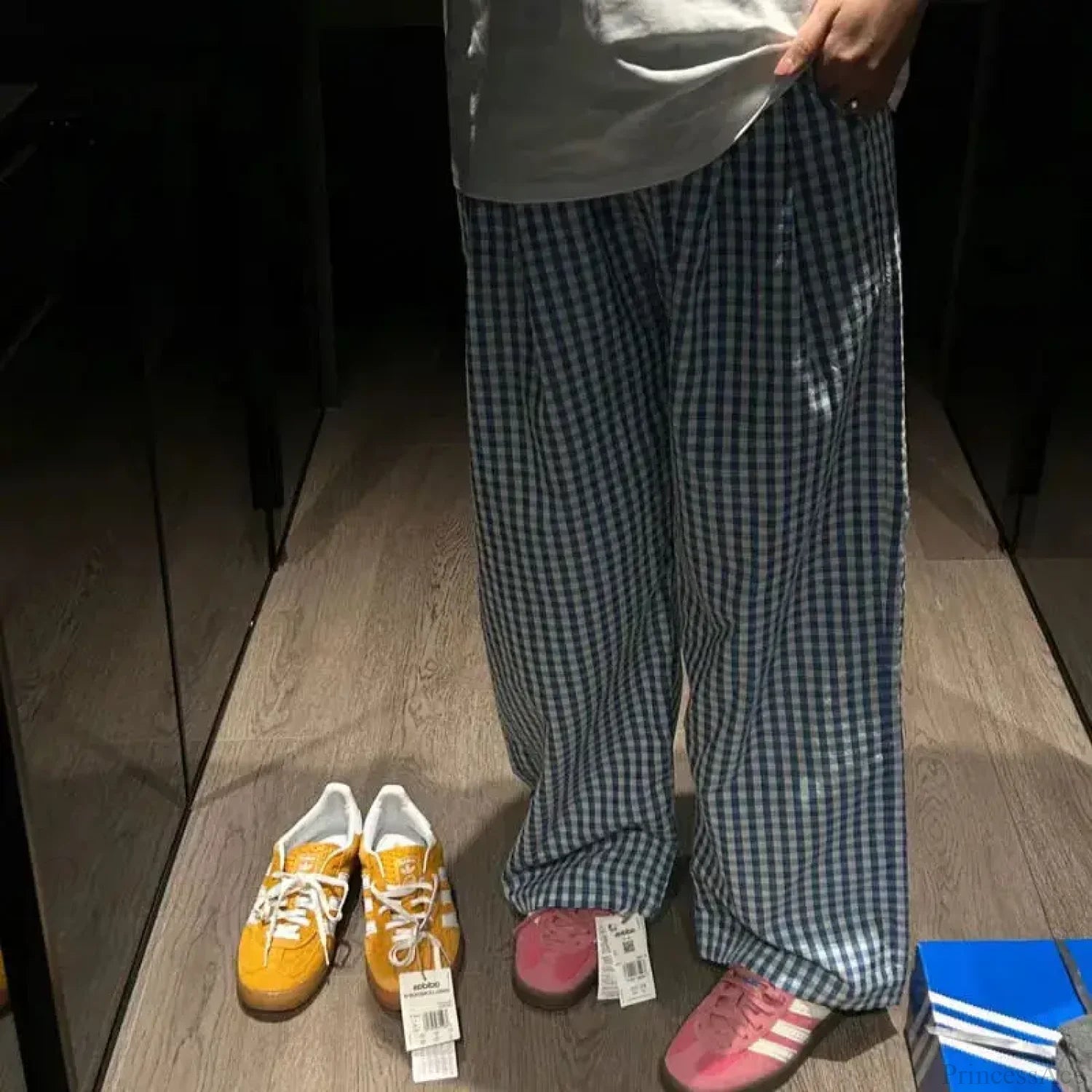 Vintage Y2K Plaid Women Casual Baggy Pants