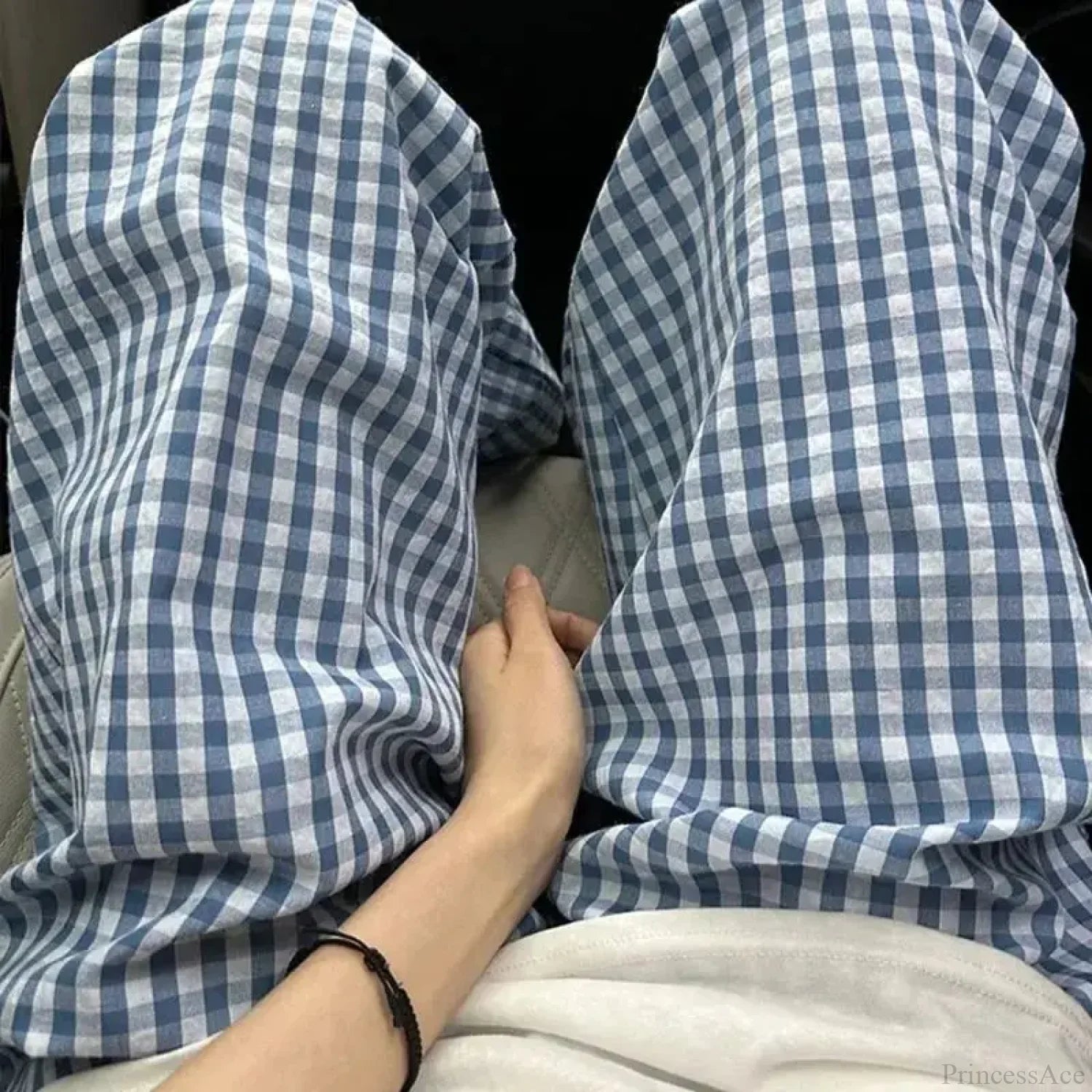 Vintage Y2K Plaid Women Casual Baggy Pants