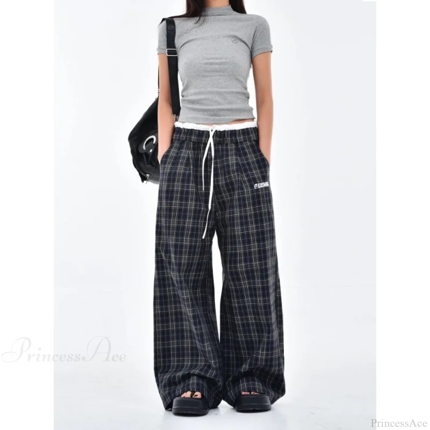 Vintage Y2K Plaid Women Sweatpants Pants