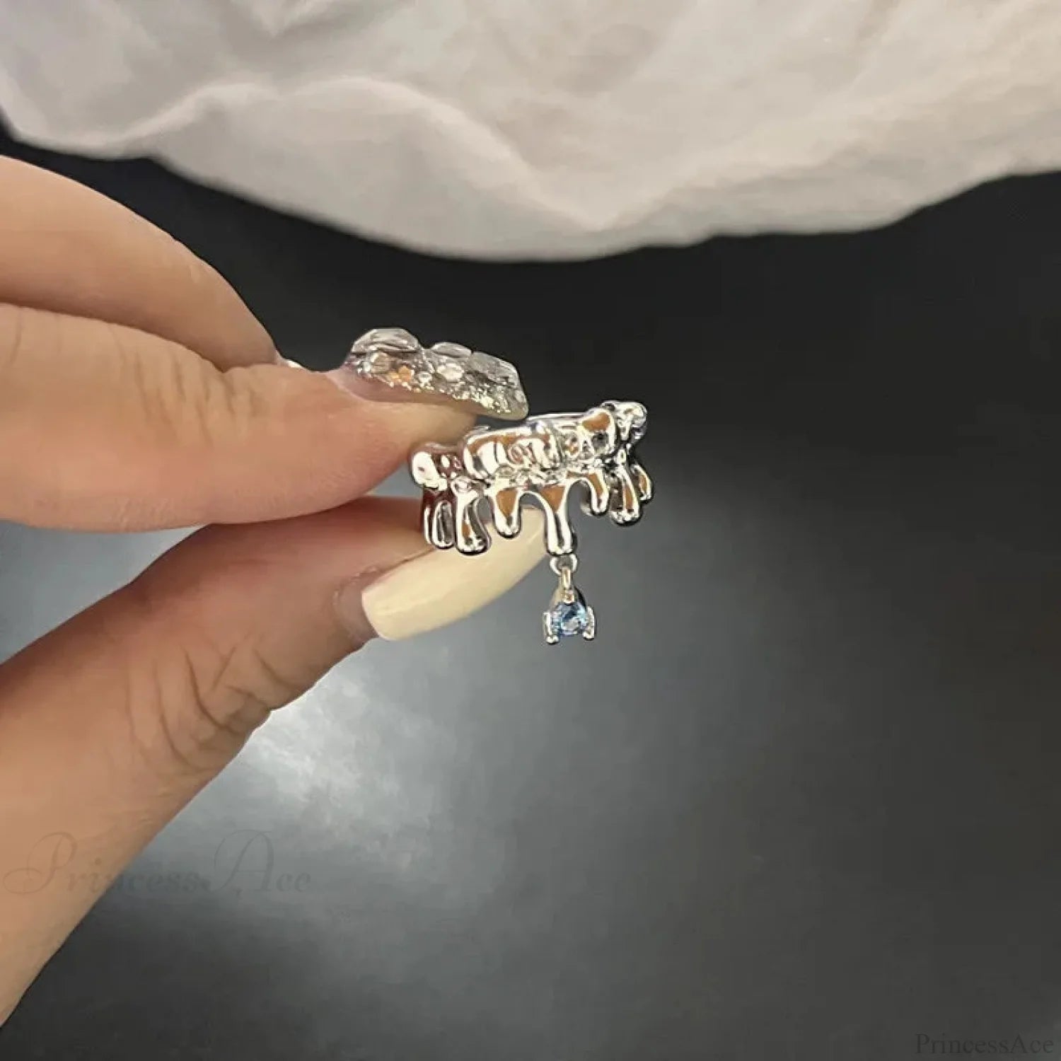 Vivid Stone Drip Rhinestone Gothic Ring color1