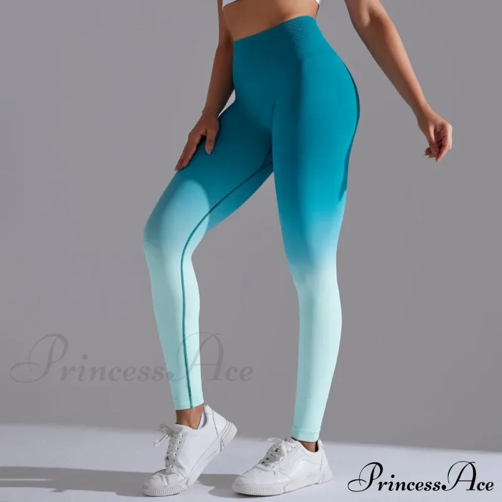 Waist Gradient Seamless Knitting Fitness Cycling Legging