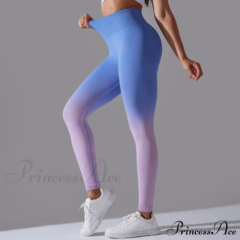 Waist Gradient Seamless Knitting Fitness Cycling Legging