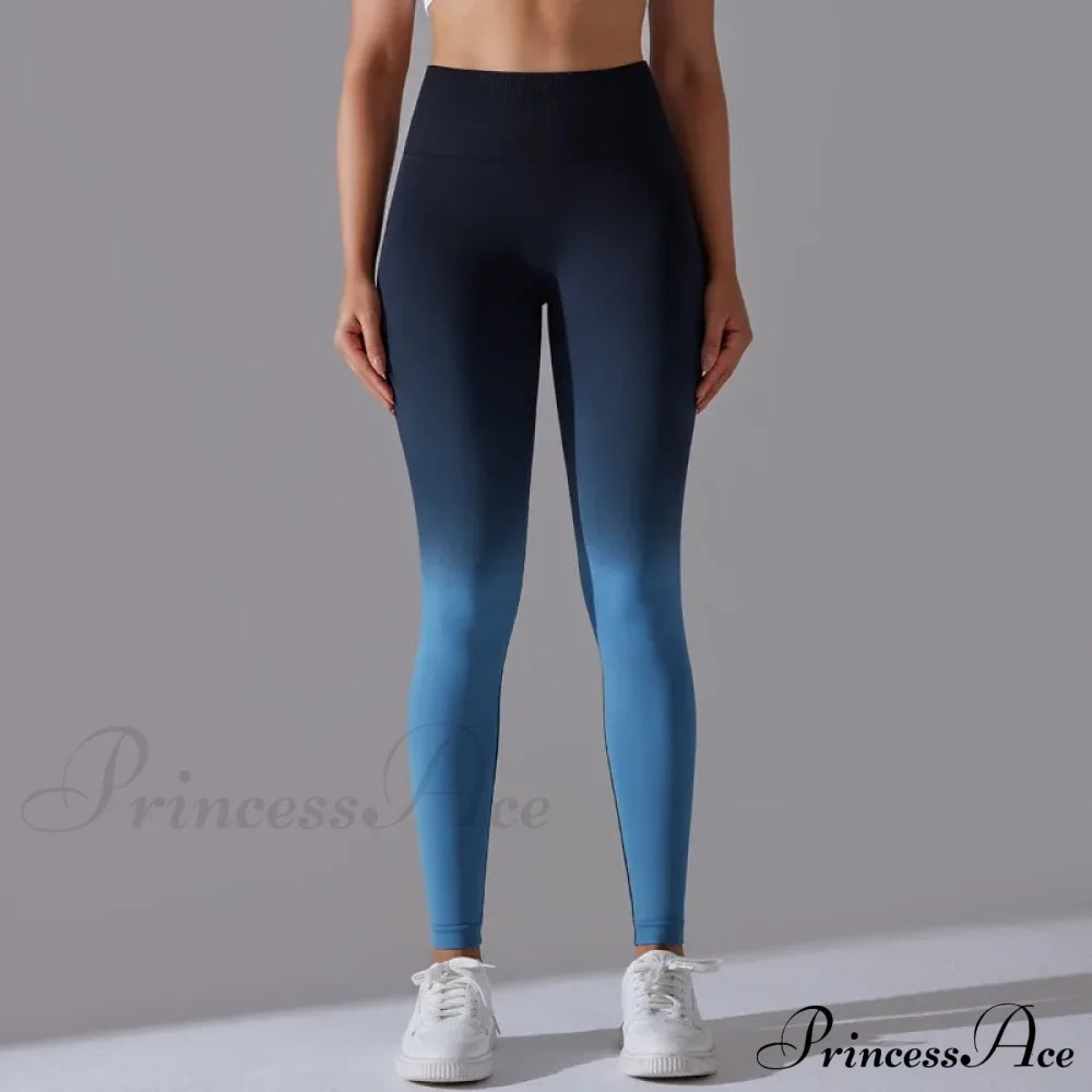 Waist Gradient Seamless Knitting Fitness Cycling Legging