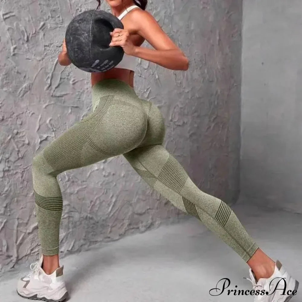 Waist Striped Mesh Fitness Outdoor Running Legging