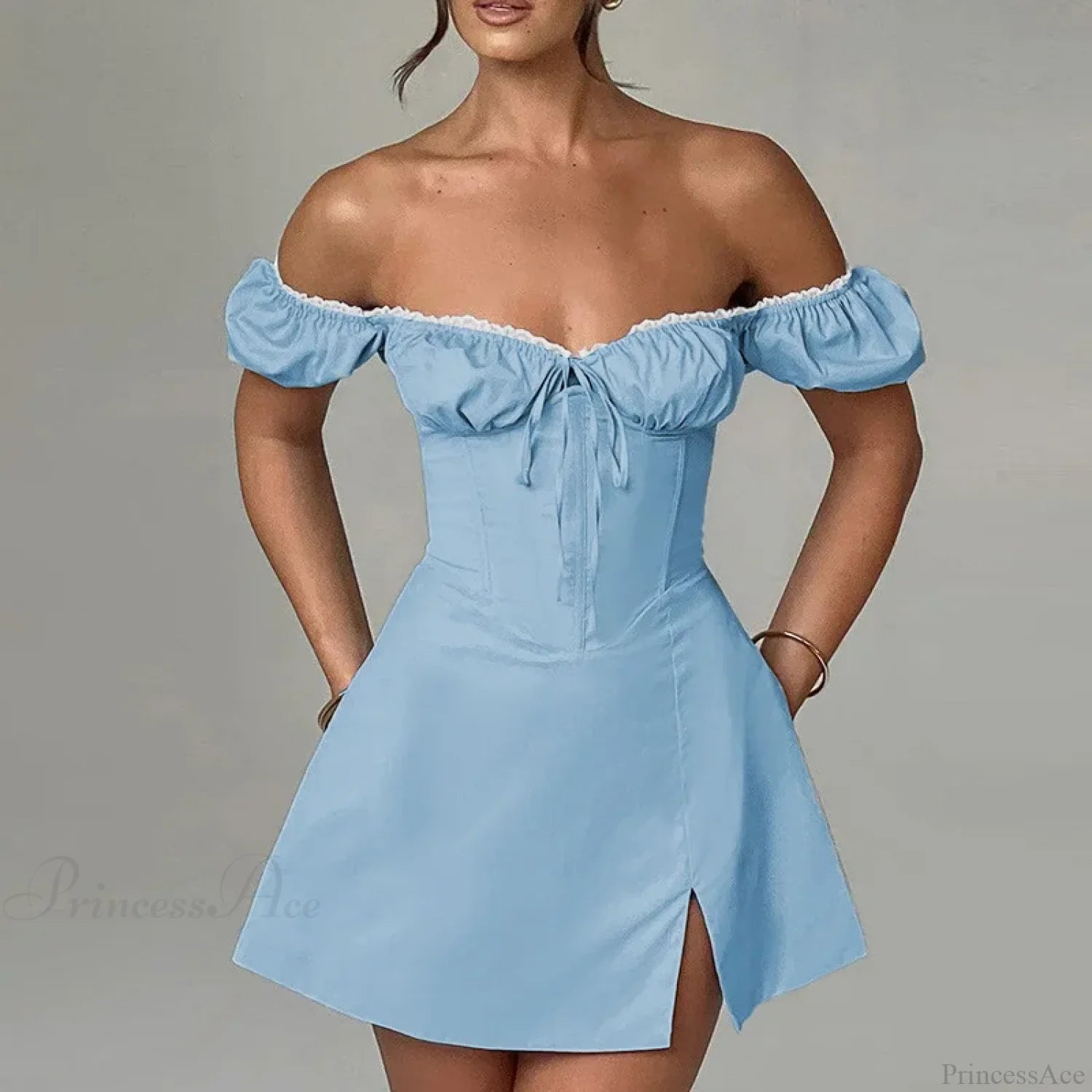 Waist Wrap A-line Off Shoulder Vacation Dress vacationdress-250223