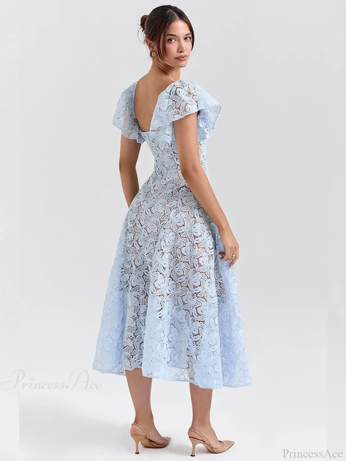 Waist Wrap Lace Vacation Dress vacationdress-250223