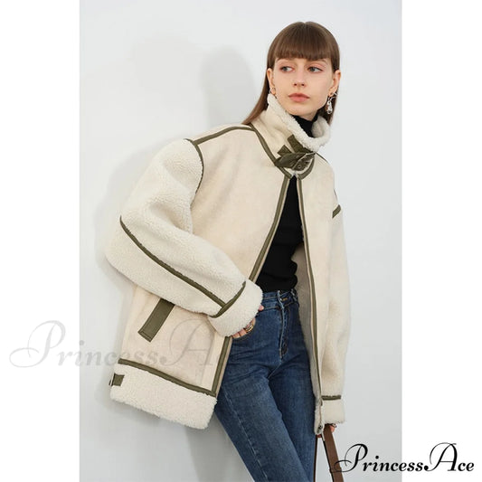 Warm Loose Leather Patchwork Jacket