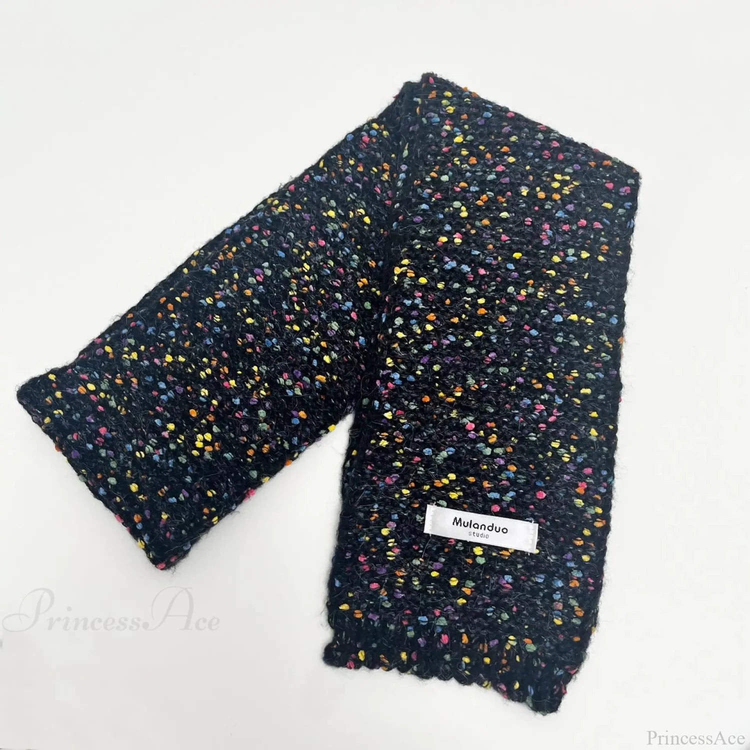Warm Multi-Color Dot Acrylic Cashmere Small Scarf For Autumn Winter Black / L146Cm W14Cm Scarfs-L