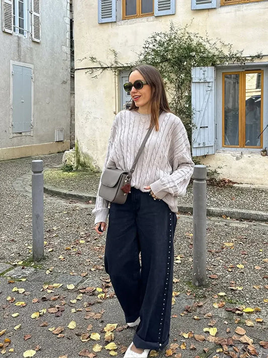 Warm Thick Round Neck Pullover Sweater Multi Color / S