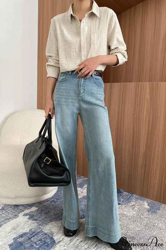 Washed High Waist Slimming Bootcut Loose Jeans