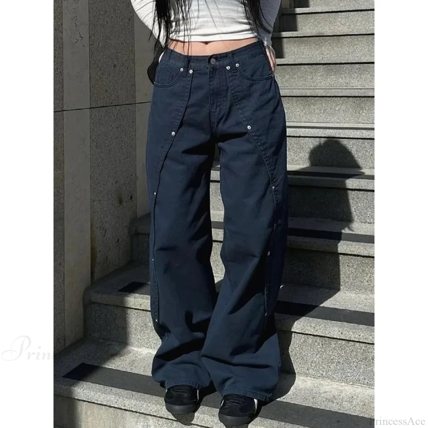 Washed Patchwork Y2K Women Jeans Pants