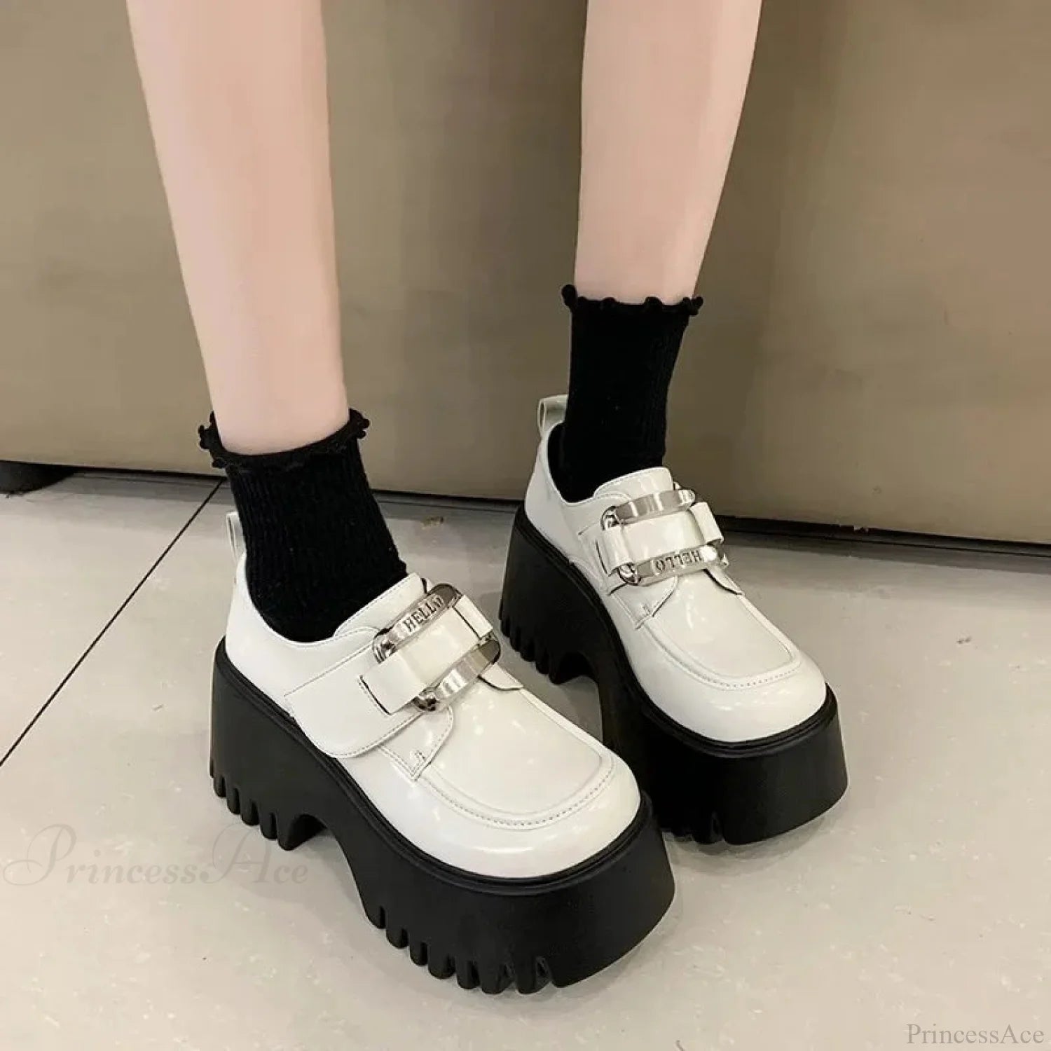 Water-resistant Leather Tall Platform Sneaker