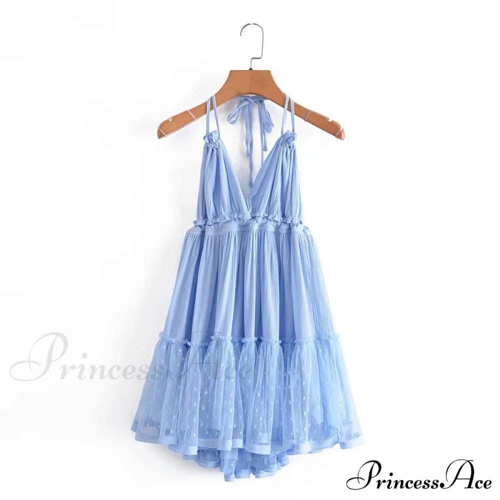 Weekend Getaway Stylish Linen Skater Dress Blue / S Casual Dresses