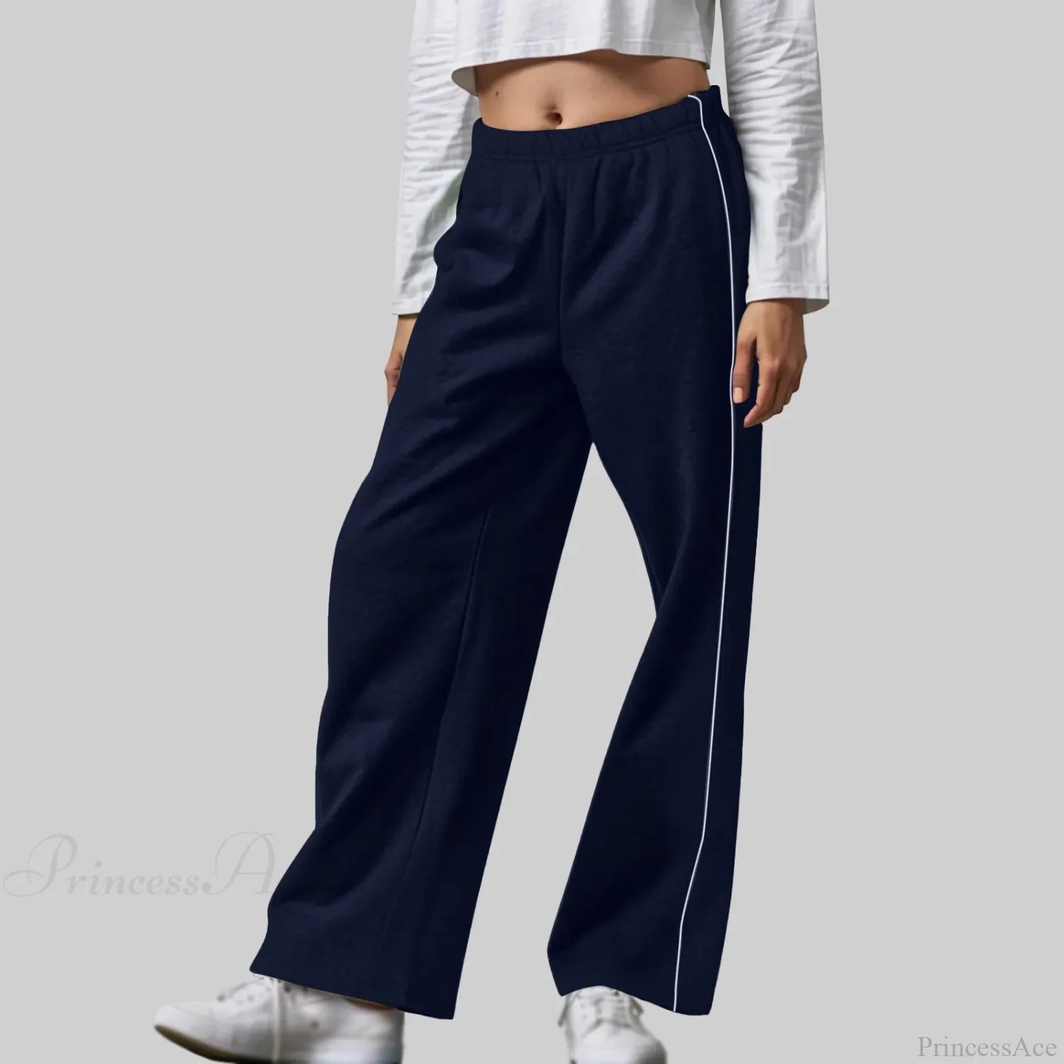 White Contrast Side Pants Blue / S