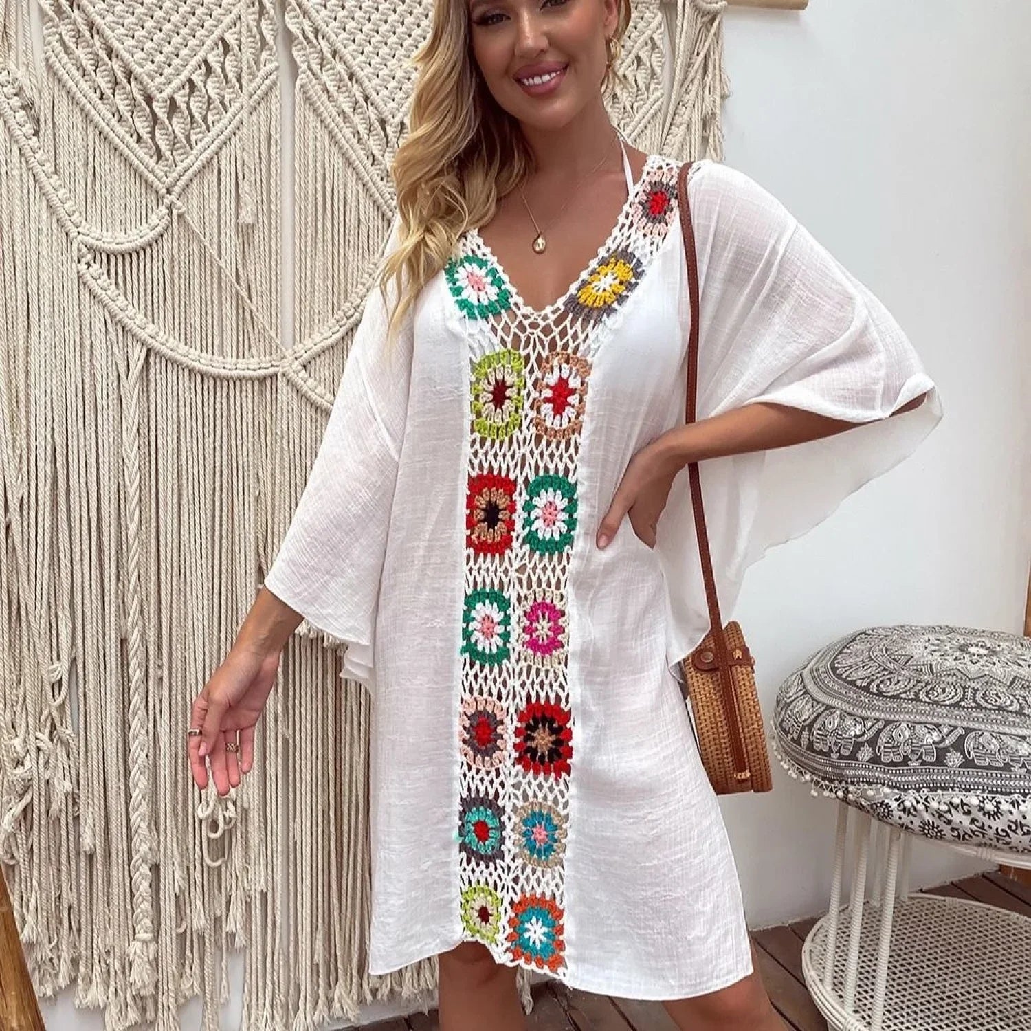 White Fringe Bikini Cover Up