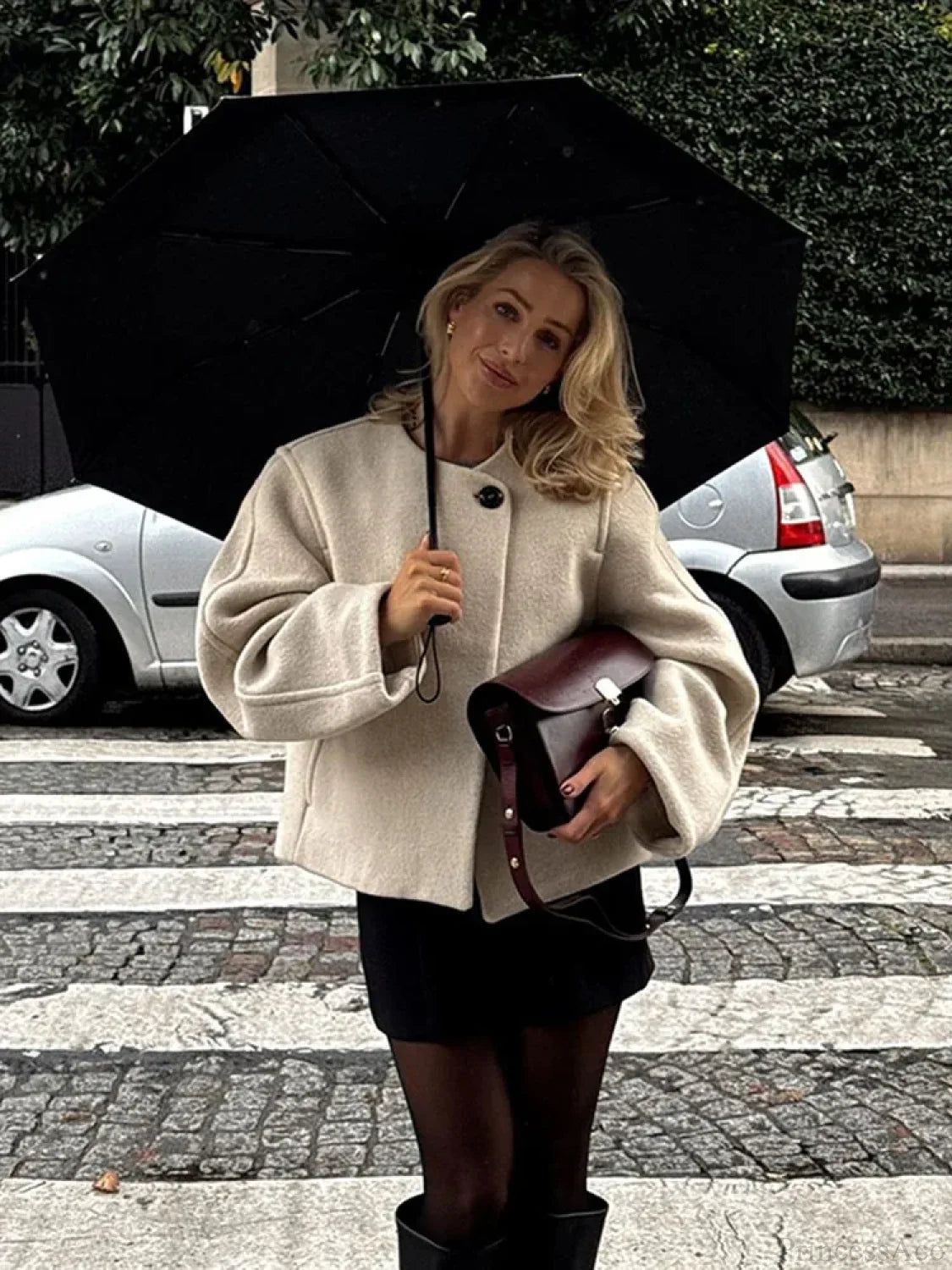 White Long Sleeve Woolen Coat