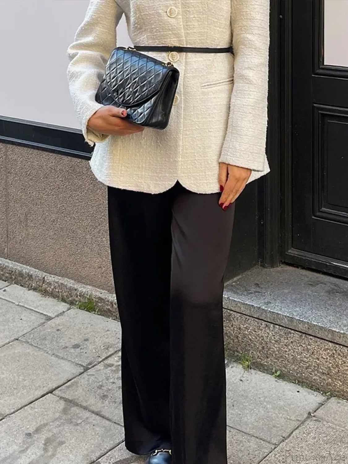 White Round Neck Single Breasted Coat