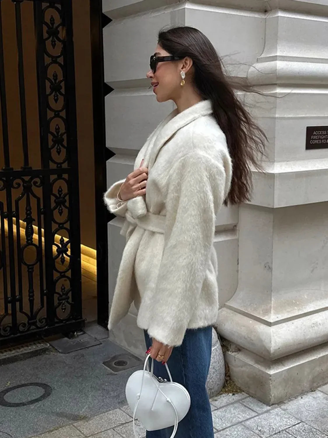 White Woolen Blends Short Coat