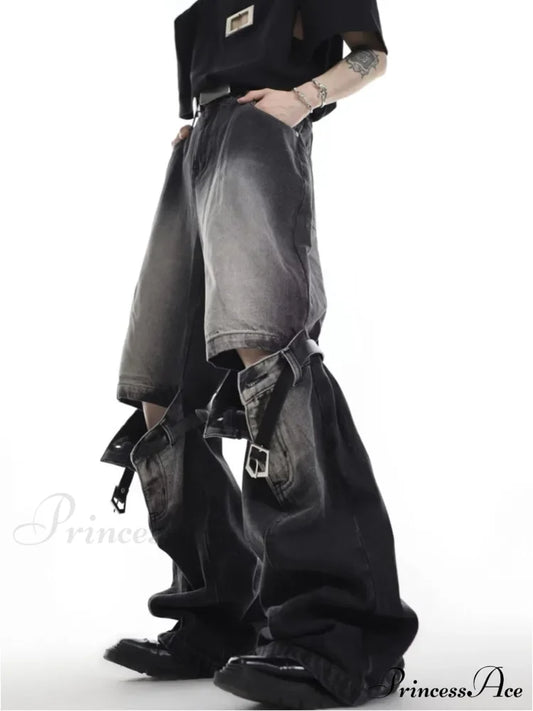 Wide Leg Washed For Men And Women Straight Tube Loose Fitting Retro High Street Niche Design Jean