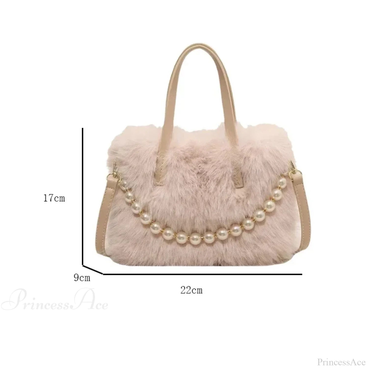 Winter Faux Fur Crossbody Pearl Chain Decor Handbag handbag-250126