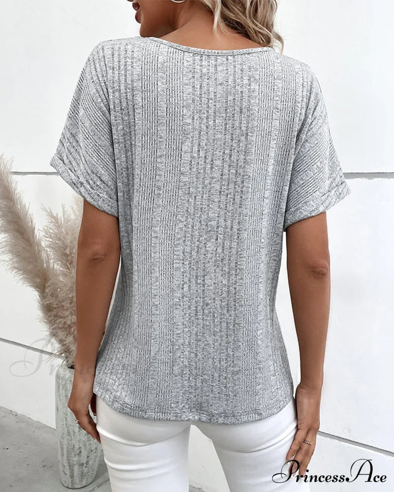 With Button Batwing Tee Arm Detail T-Shirts