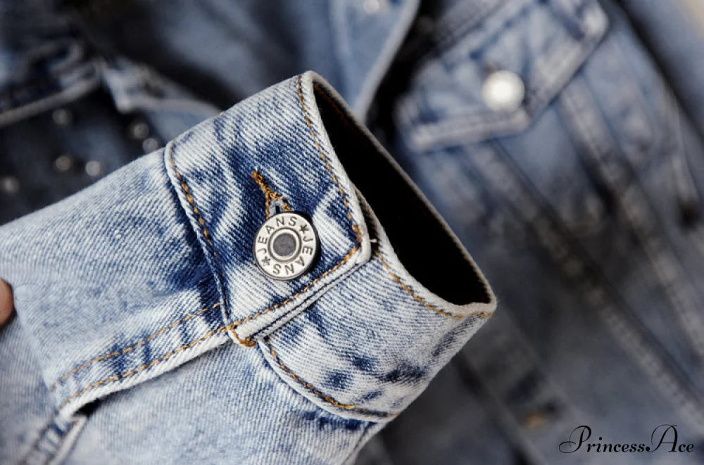 With Detailing New Autumn Women’s Jacket Pearl - Denim Collection