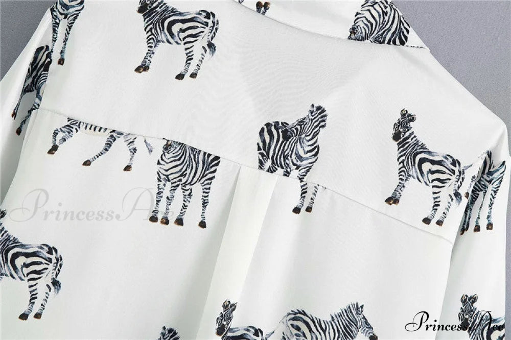 With Satin Blouse Design Arm - Long Women’s Zebra Top