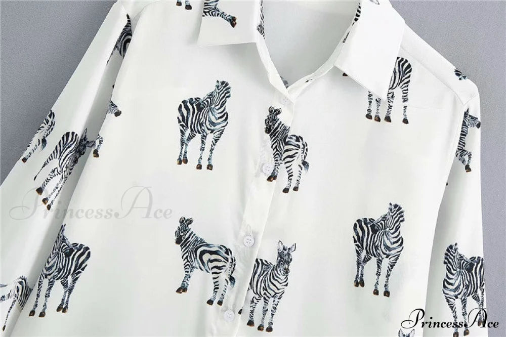 With Satin Blouse Design Arm - Long Women’s Zebra Top