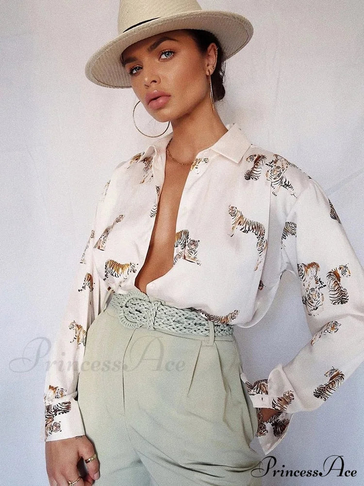 With Satin Blouse Design Arm - Long Women’s Zebra Top