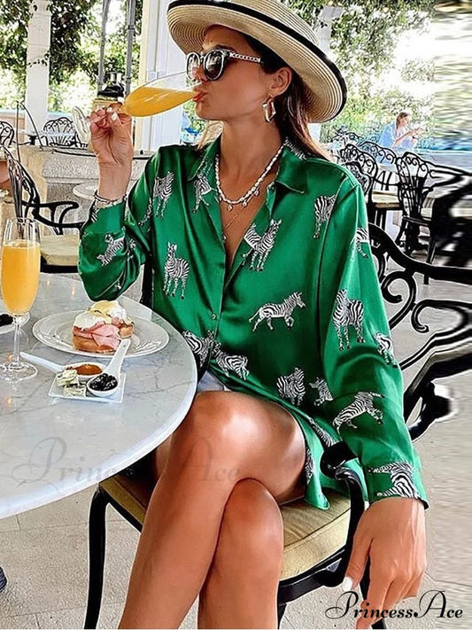 With Satin Blouse Design Arm - Long Women’s Zebra Top