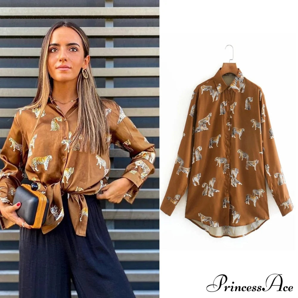 With Satin Blouse Design Arm - Long Women’s Zebra Top Auburn / Xs