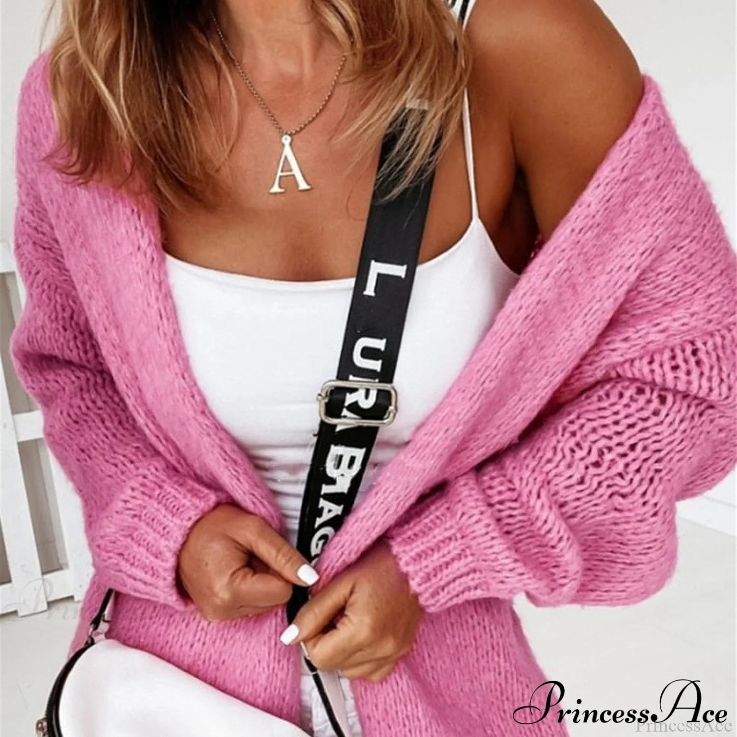 Women Casual Long Sleeve Sweaters Winter Loose Cardigan 10 Rose Red / S