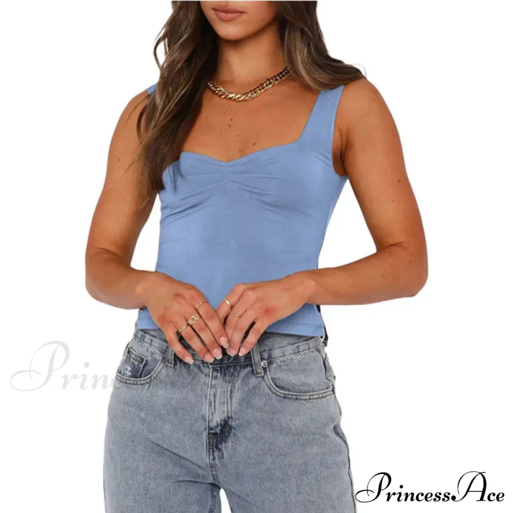 Women Color Casual Basics Camisoles Sleeveless Sling Summer Slim Fit Exposed Navel Vests Crops