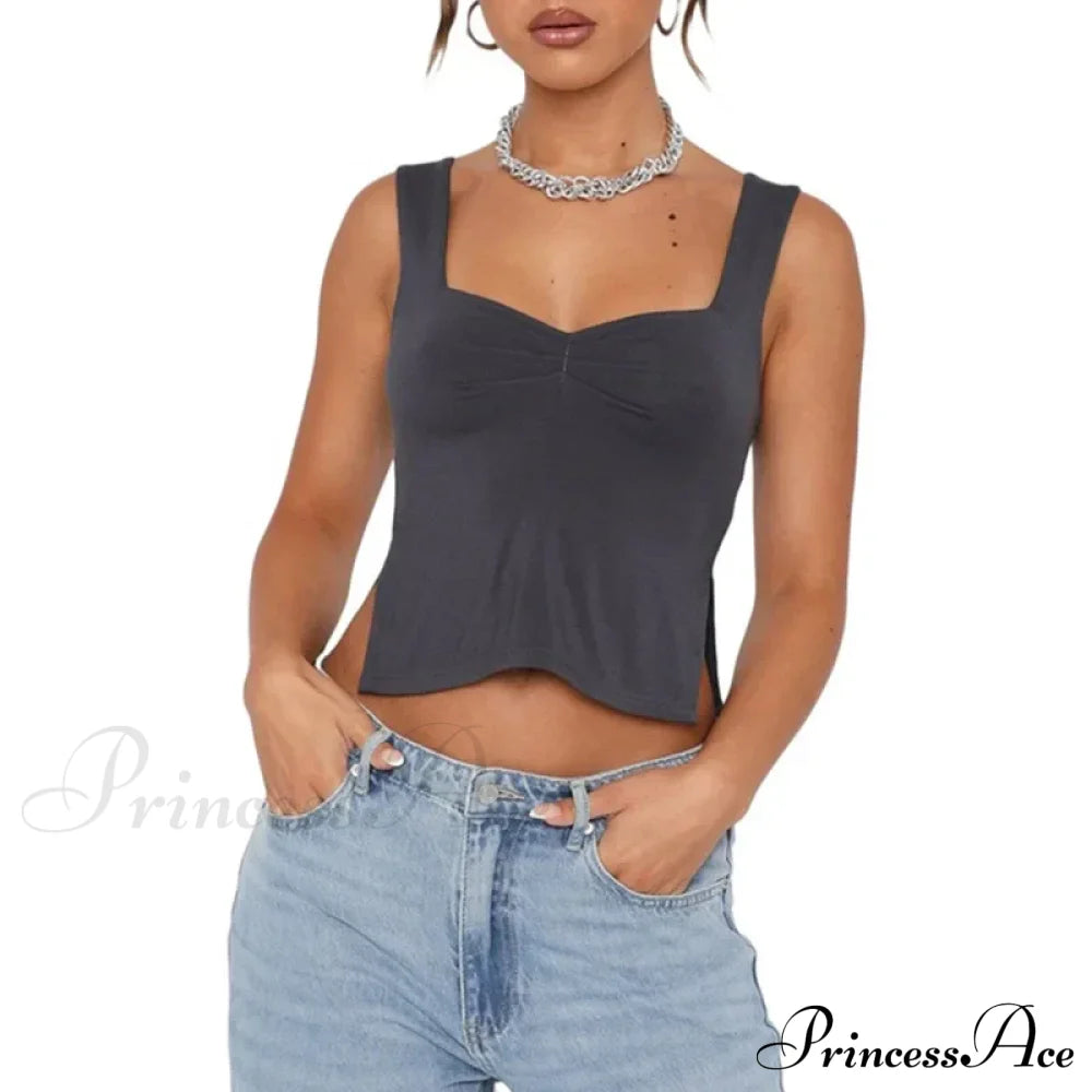 Women Color Casual Basics Camisoles Sleeveless Sling Summer Slim Fit Exposed Navel Vests Crops